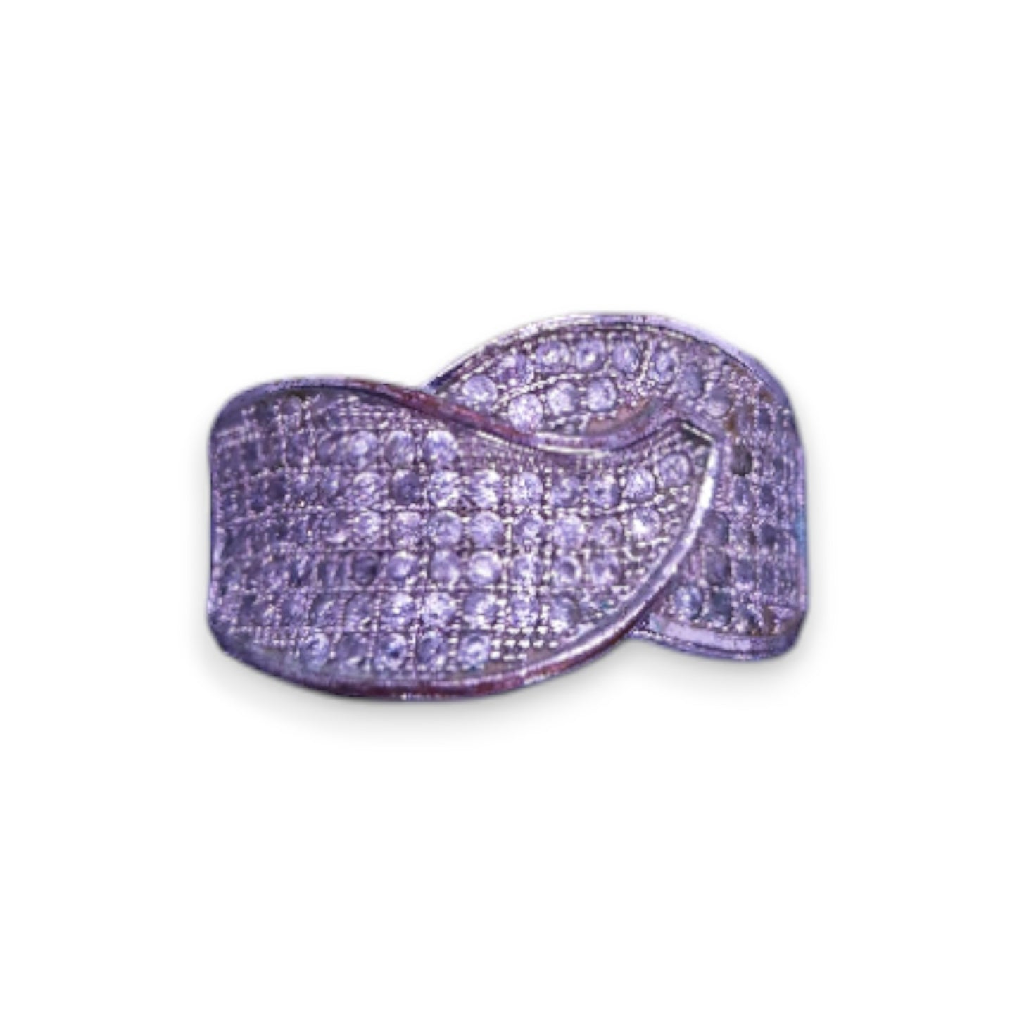 Silver Tone Clear Stones Modern Ring