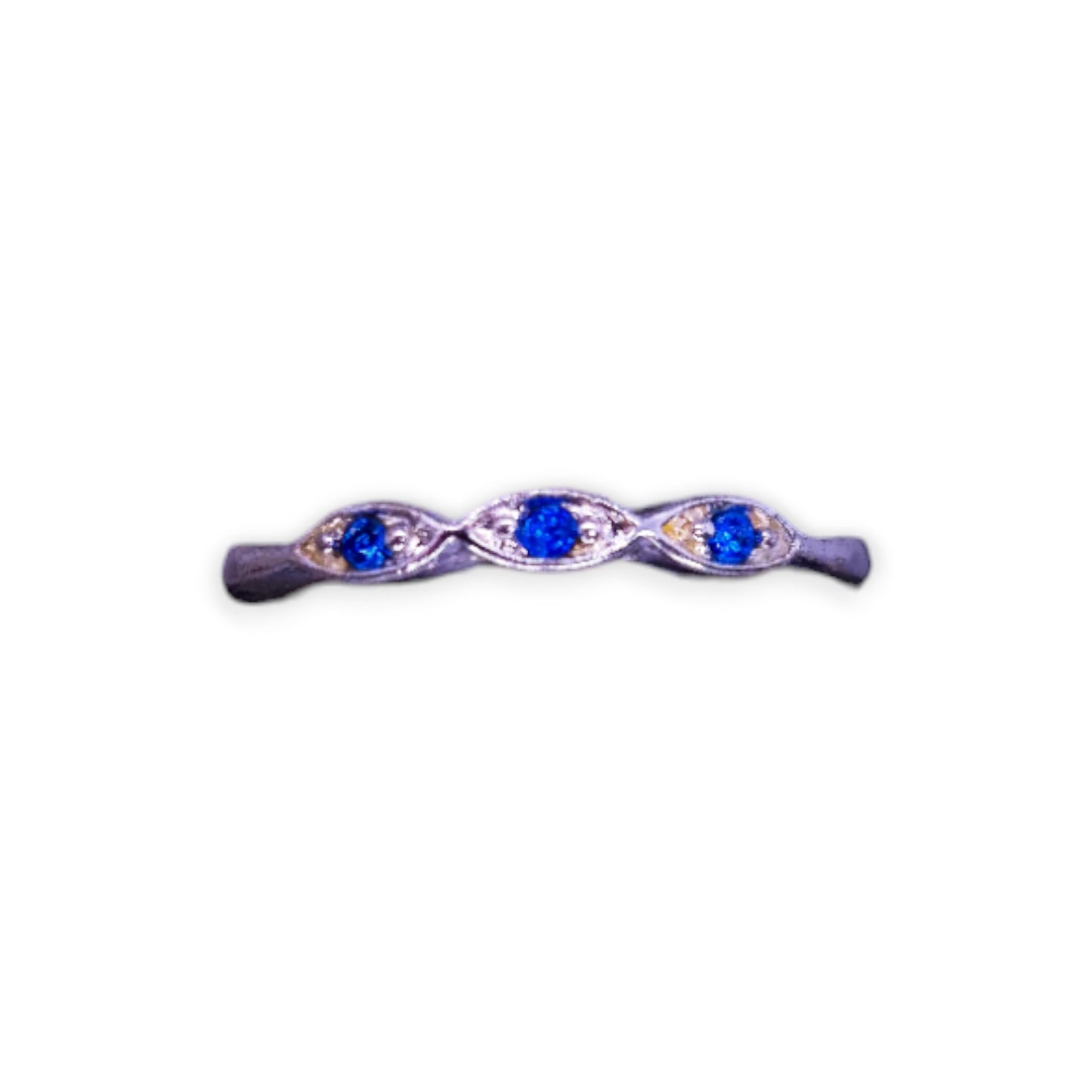 Silver Tone Blue Cubic Zirconia Classic Ring