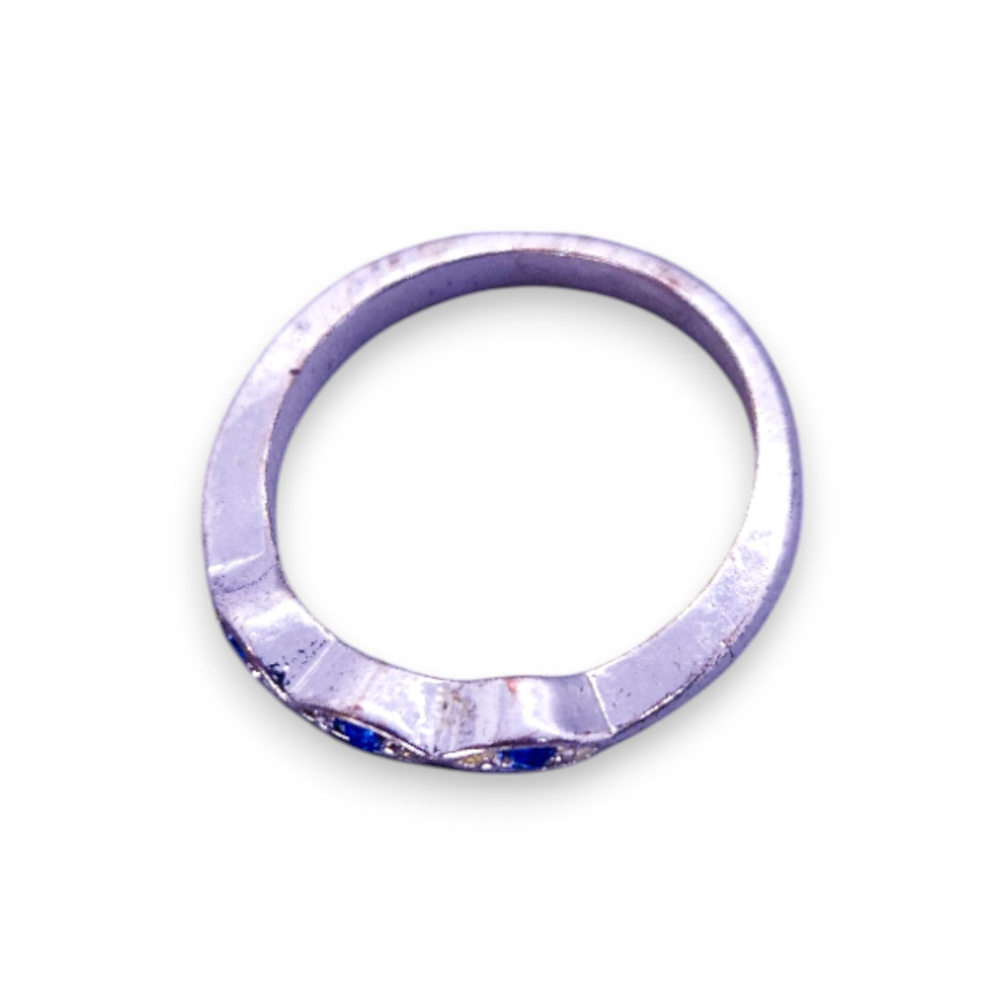 Silver Tone Blue Cubic Zirconia Classic Ring