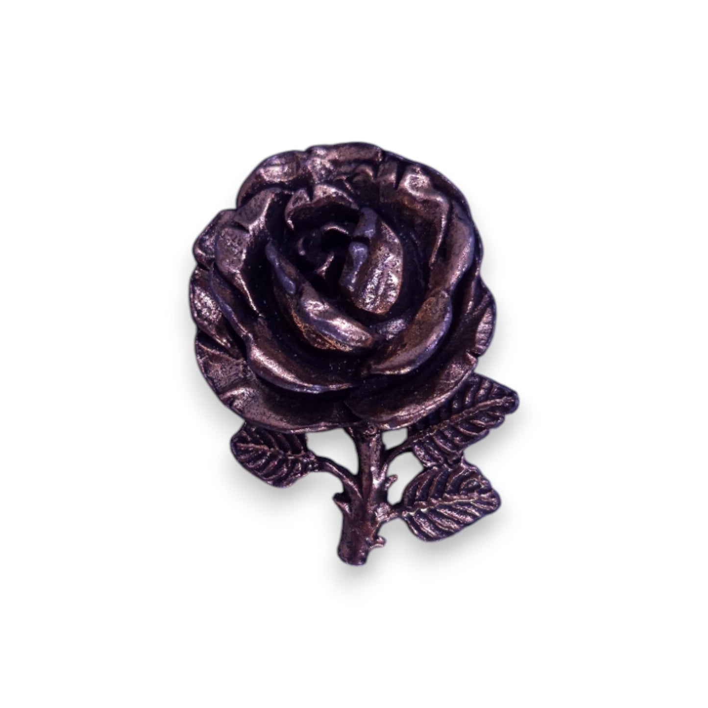 Bronze Tone Nature Inspired Rose Brooch