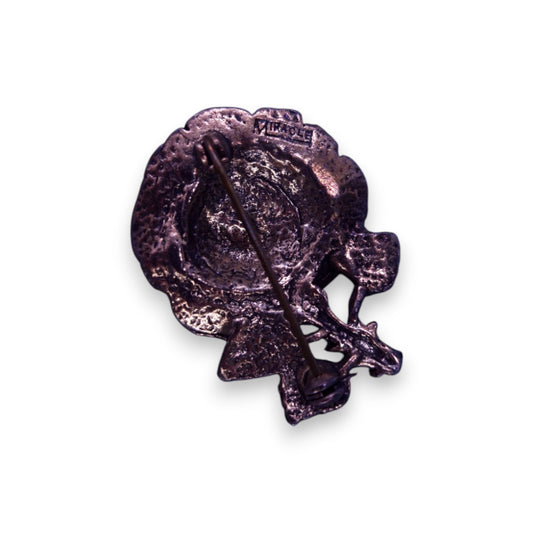 Bronze Tone Nature Inspired Rose Brooch