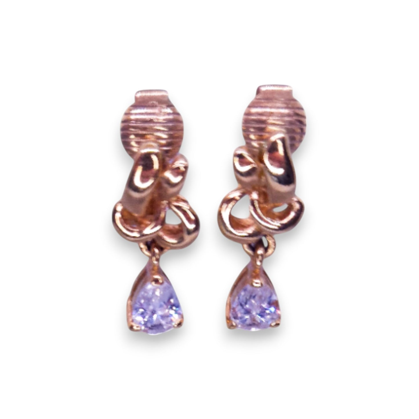 Gold Tone Cubic Zirconia Modern Earrings