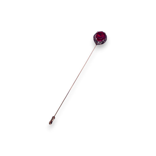 Gold Tone Red Cubic Zirconia Classic Hat Pin