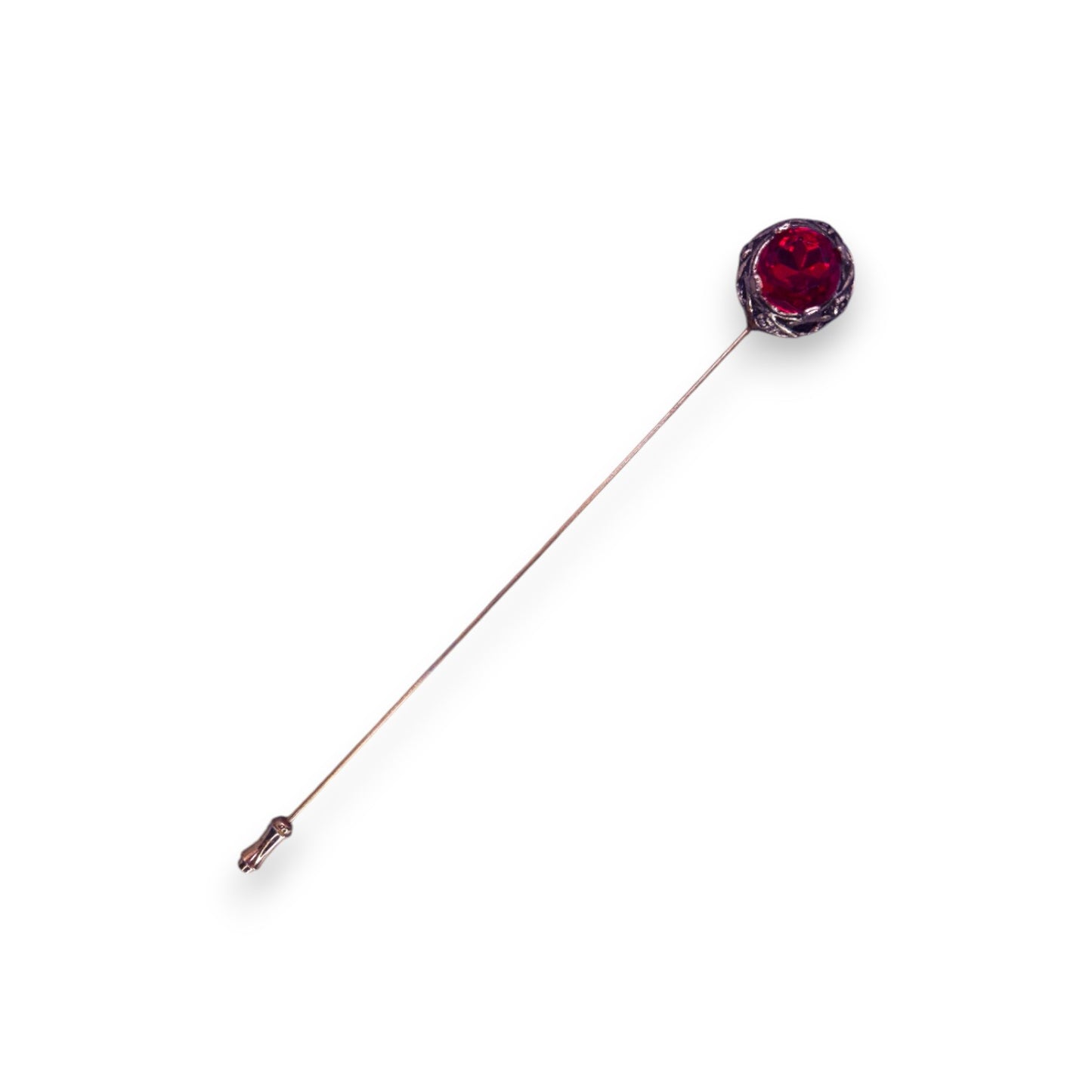 Gold Tone Red Cubic Zirconia Classic Hat Pin