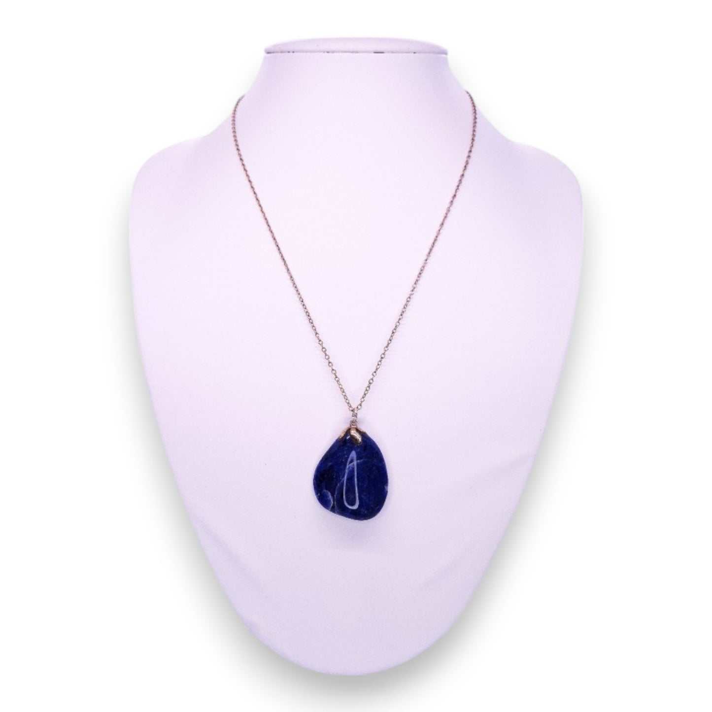 Silver Tone Lapis Lazuli Classic Necklace