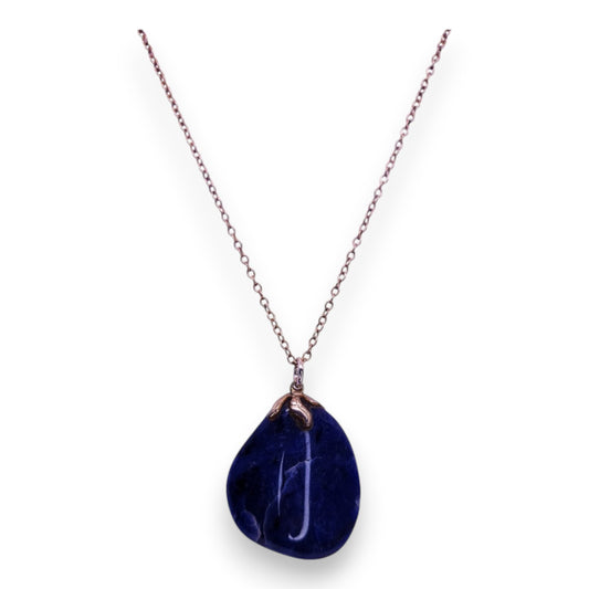 Silver Tone Lapis Lazuli Classic Necklace