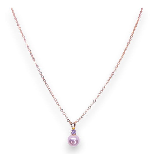 Gold Tone Cubic Zirconia & Pearl Classic Necklace