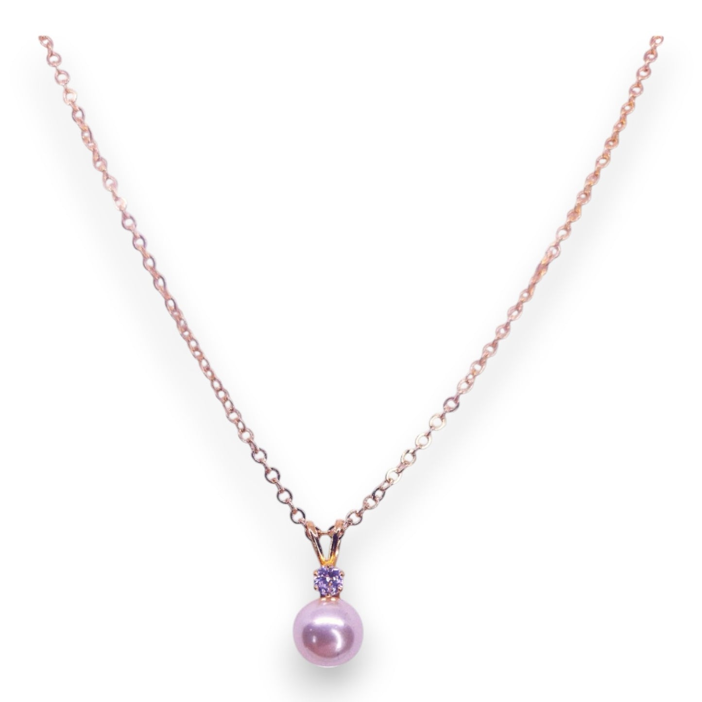 Gold Tone Cubic Zirconia & Pearl Classic Necklace