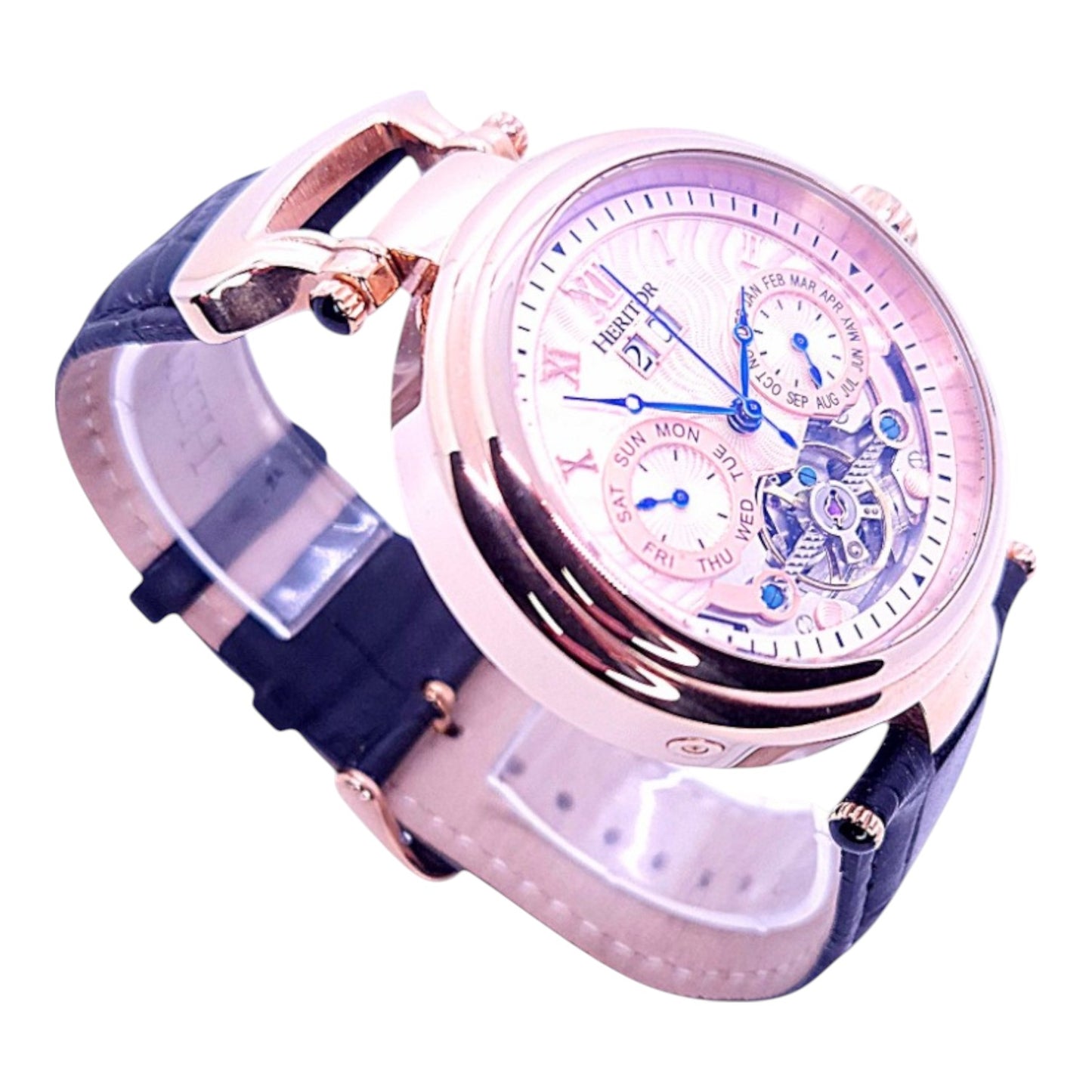 Montre squelette Heritor pour homme avec jour, date et mois