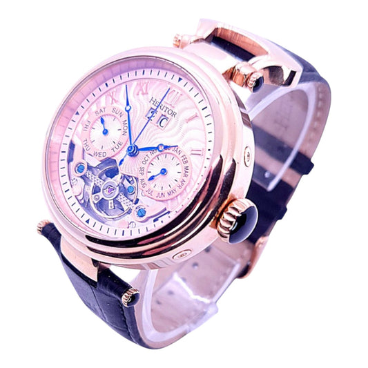 Heritor Men's Day, Date, Month Skeleton Watch