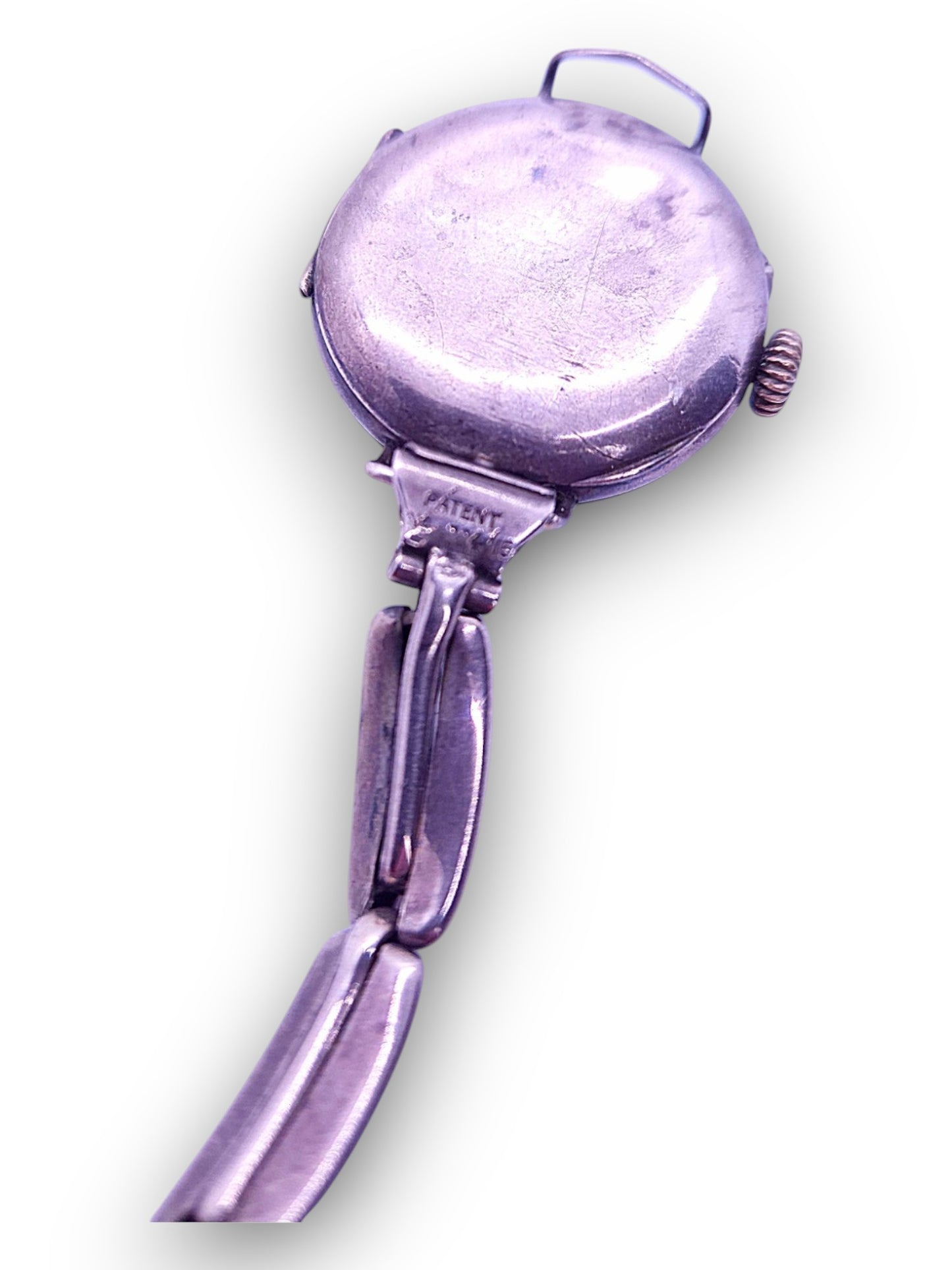 Reloj antiguo para mujer con guilloché en plata 925 y esmalte