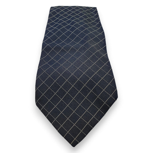 Cravate Yves Saint Laurent bleu marine à lignes blanches