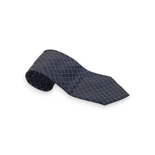 Cravate Yves Saint Laurent bleu marine à lignes blanches