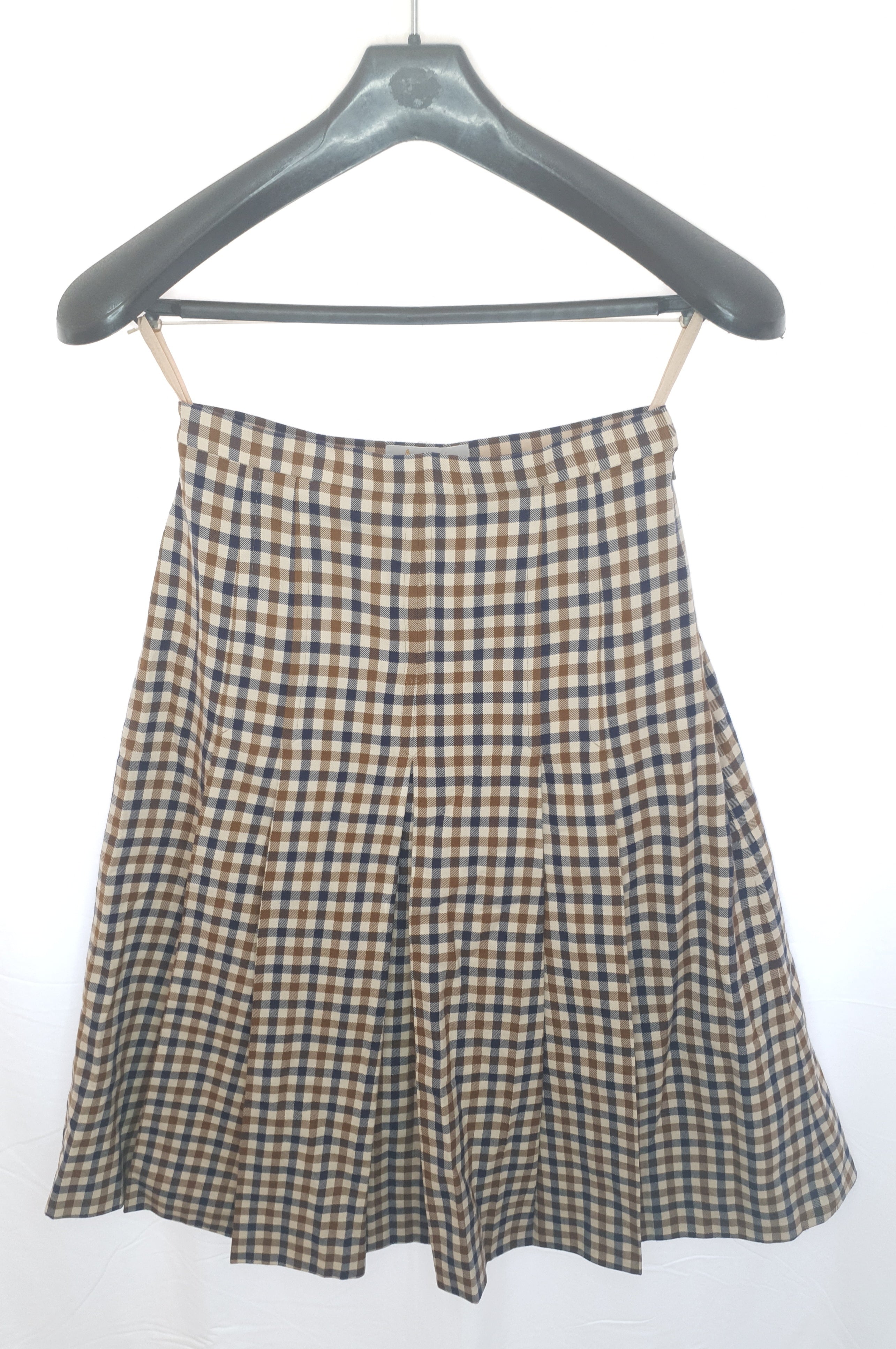 Aquascutum of London Cream Brown Blue Checked Skirt Watch My