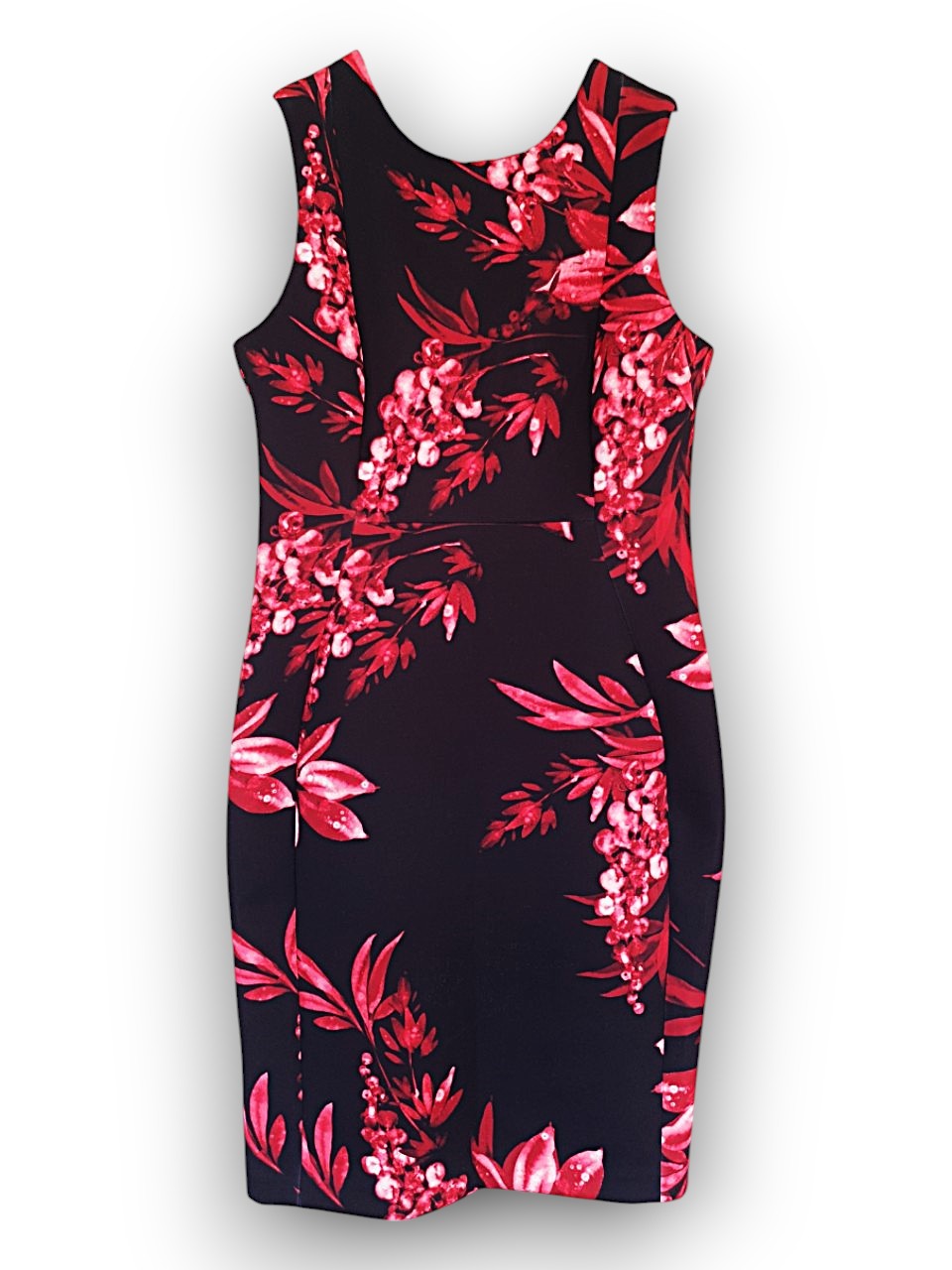 Calvin Klein Black Dress with Red Flowers