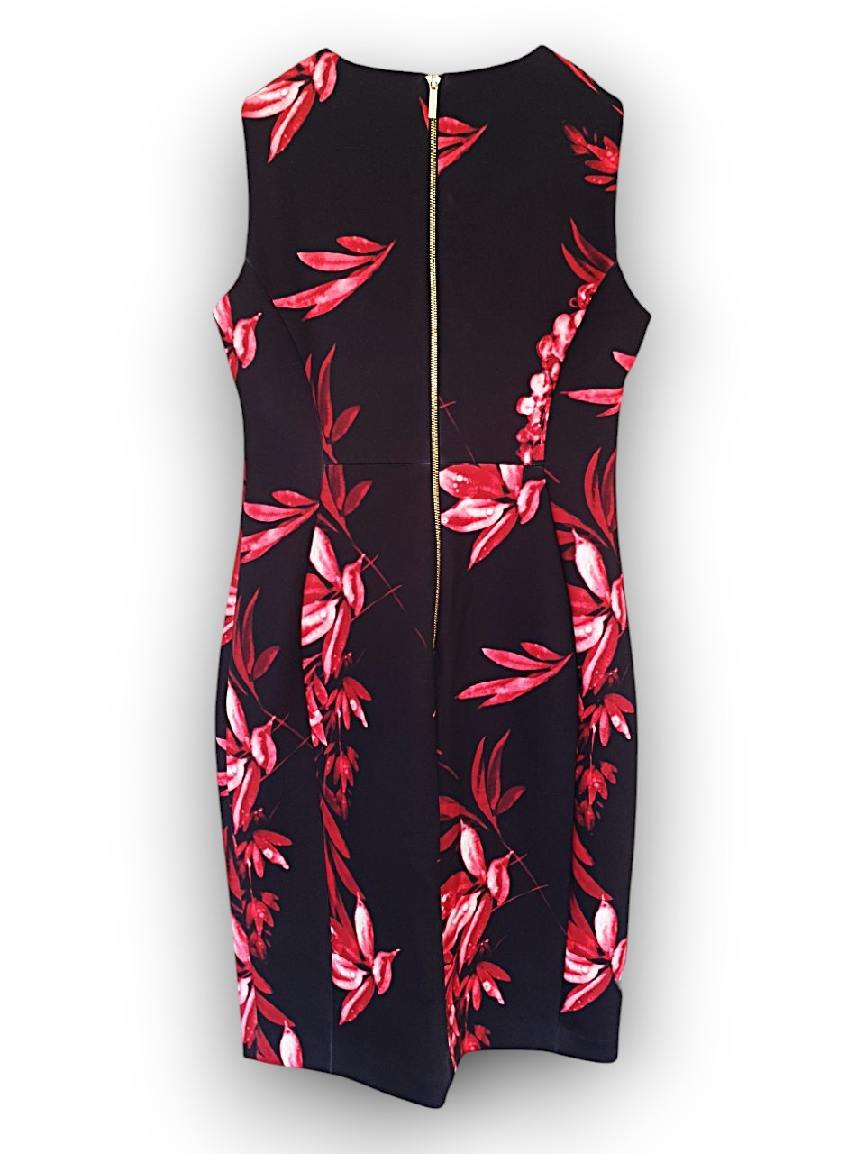 Calvin Klein Black Dress with Red Flowers