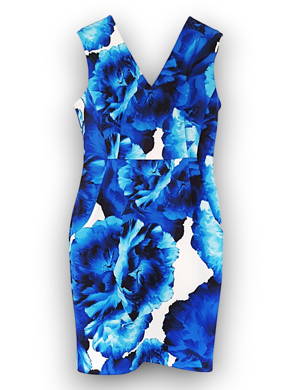 Calvin Klein White Dress with Blue Flowers