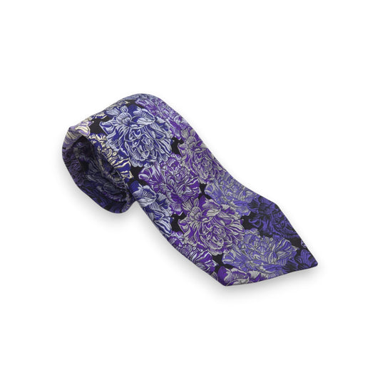 Cravate à fleurs Duchamp noire/violette