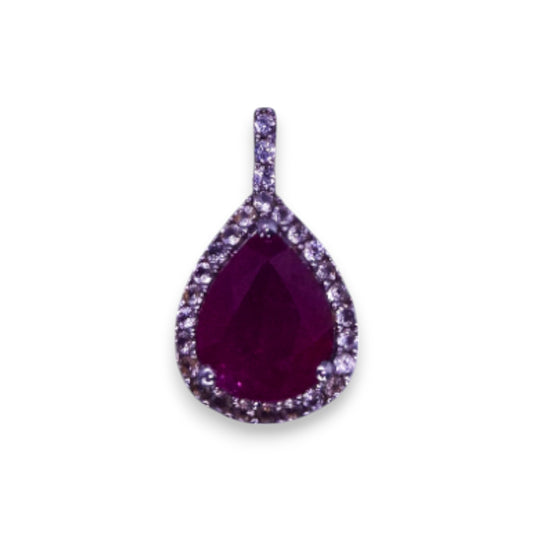 Silver Garnet & Cubic Zirconia Classic Pendant
