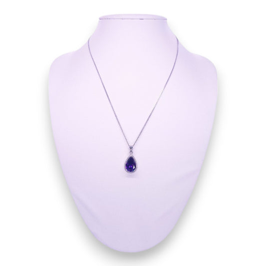 Sterling Silver Amethyst & Cubic Zirconia Classic Necklace by Purity 925