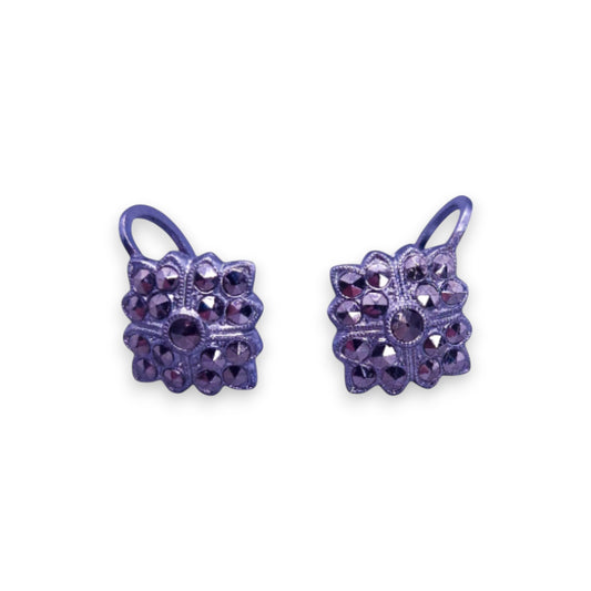 Silver Tone Marcasite Vintage Earrings