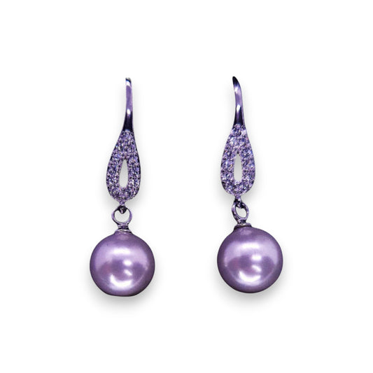 Sterling Silver Pearl & Cubic Zirconia Classic Earrings