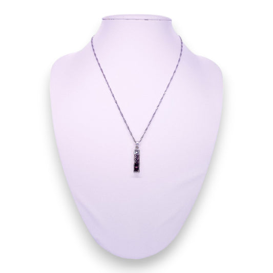 Sterling Silver Clear & Purple Cubic Zirconia Classic Necklace