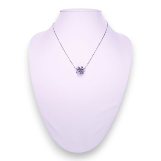 Sterling Silver Green & Clear Cubic Zirconia Nature Inspired Necklace