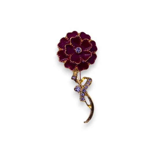 Gold Tone Cubic Zirconia Enamelled Nature Inspired Brooch