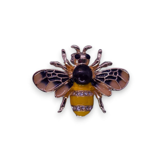 Gold Tone Cubic Zirconia Enamelled Nature Inspired Bee Brooch