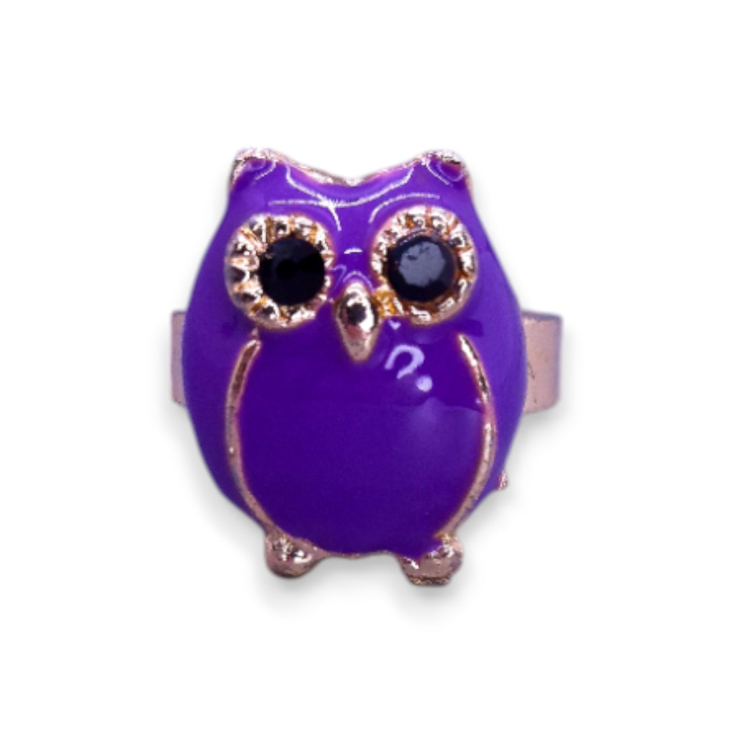 Gold Tone Enamelled Nature Inspired Owl Ring