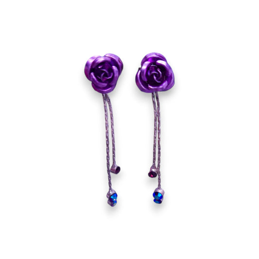 Silver Tone Purple Stones Nature Inspired Earrings