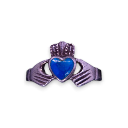 Sterling Silver Enamelled Vintage Claddagh Ring