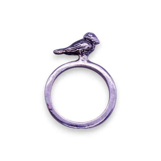 Silver Tone Nature Inspired Bird Ring