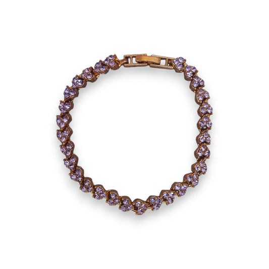 Gold Tone Cubic Zirconia Romantic Hearts Bracelet