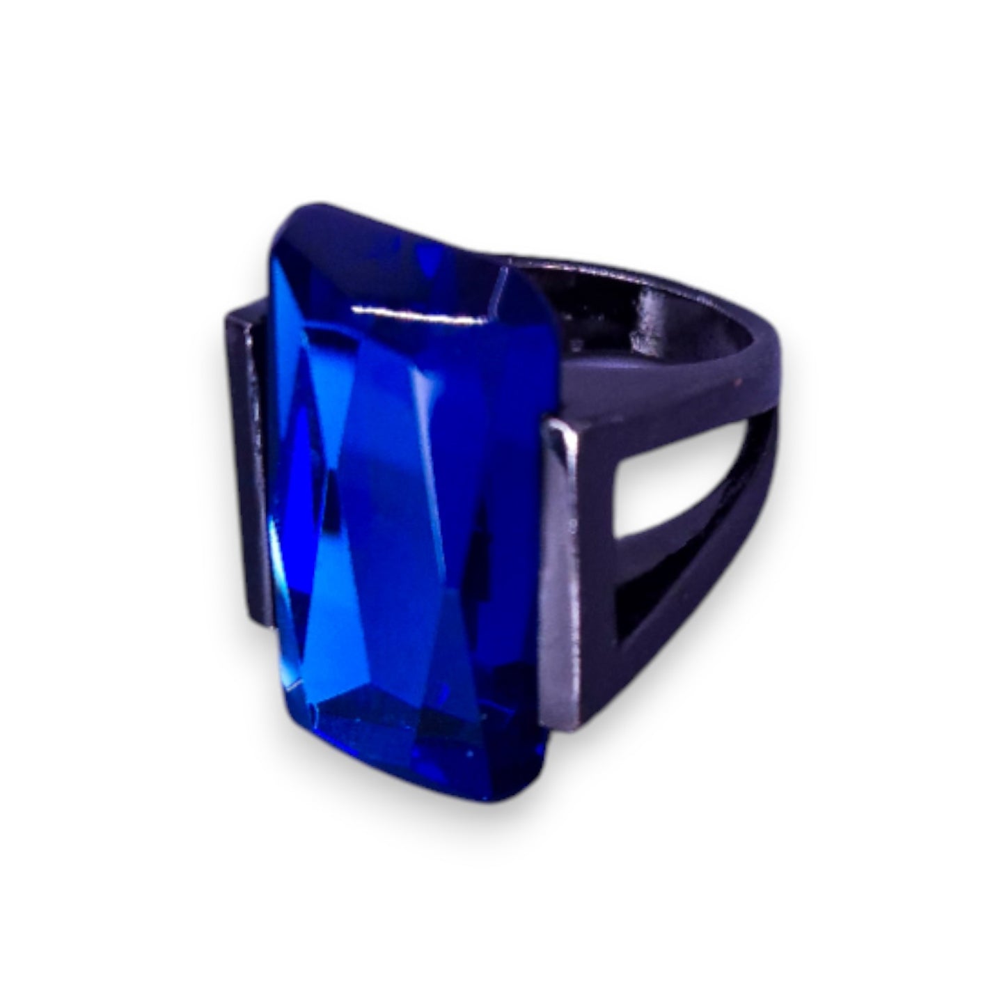 Metal Blue Stone Statement Ring