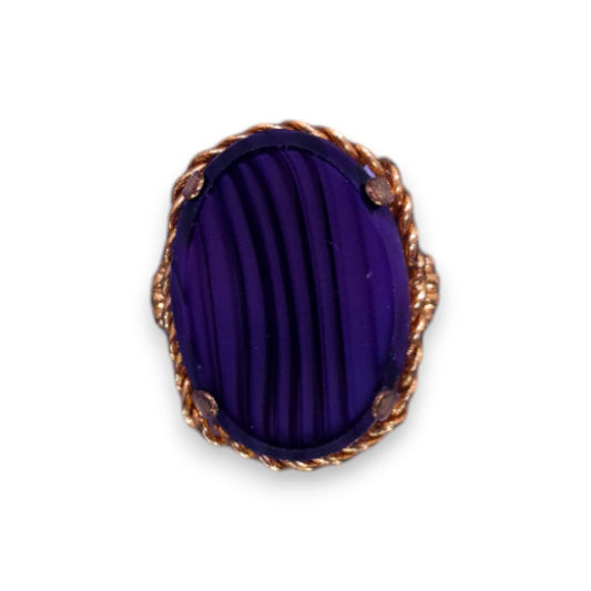 Gold Tone Faux Agate Statement Ring