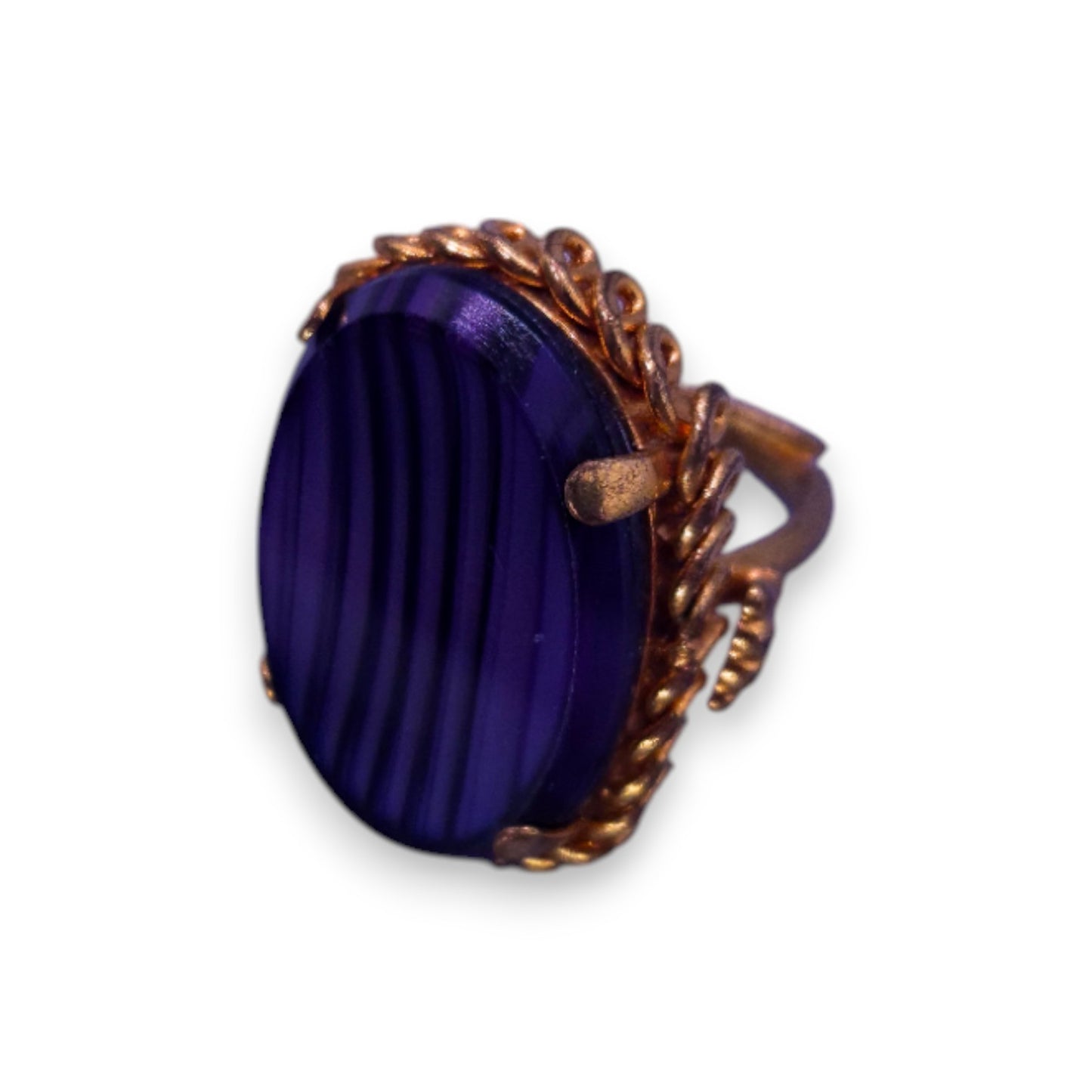 Gold Tone Faux Agate Statement Ring