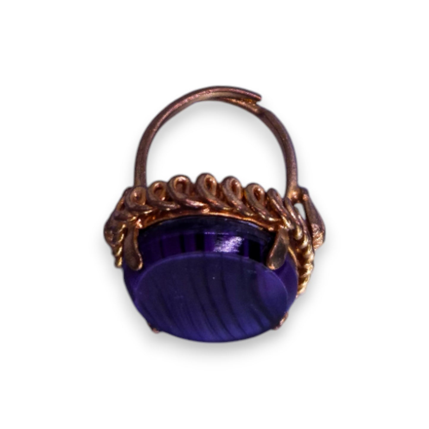 Gold Tone Faux Agate Statement Ring