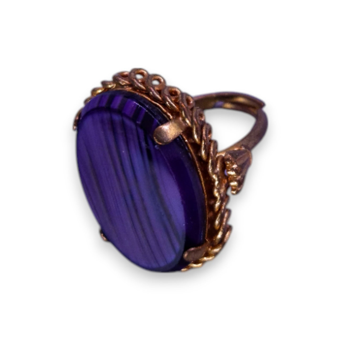 Gold Tone Faux Agate Statement Ring