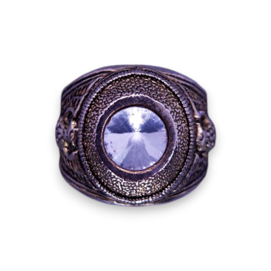 Silver Tone Clear Stone Statement Ring