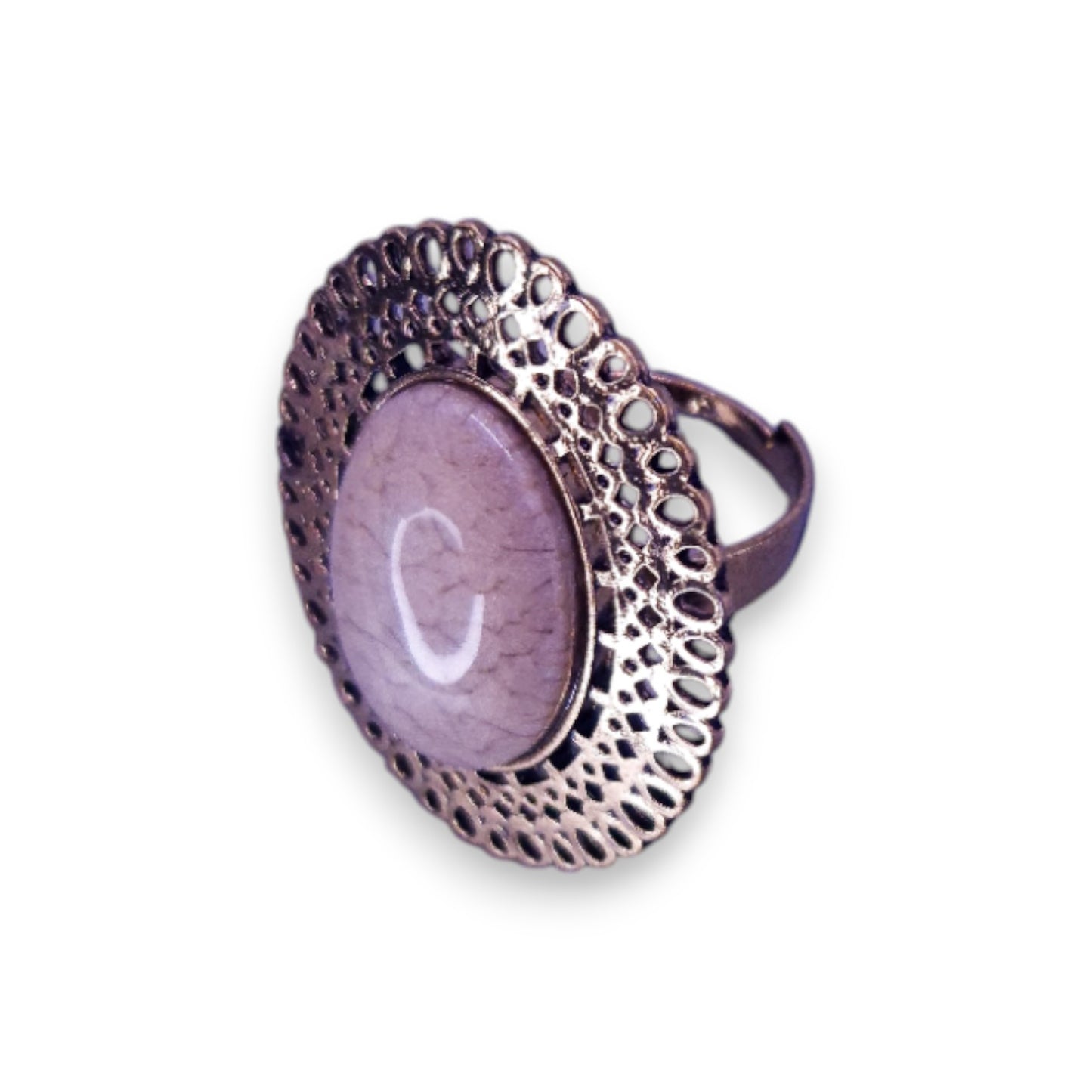 Gold Tone Pink Stone Statement Ring