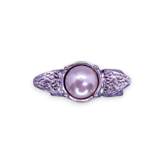 Silver Tone Faux Pearl Vintage Ring