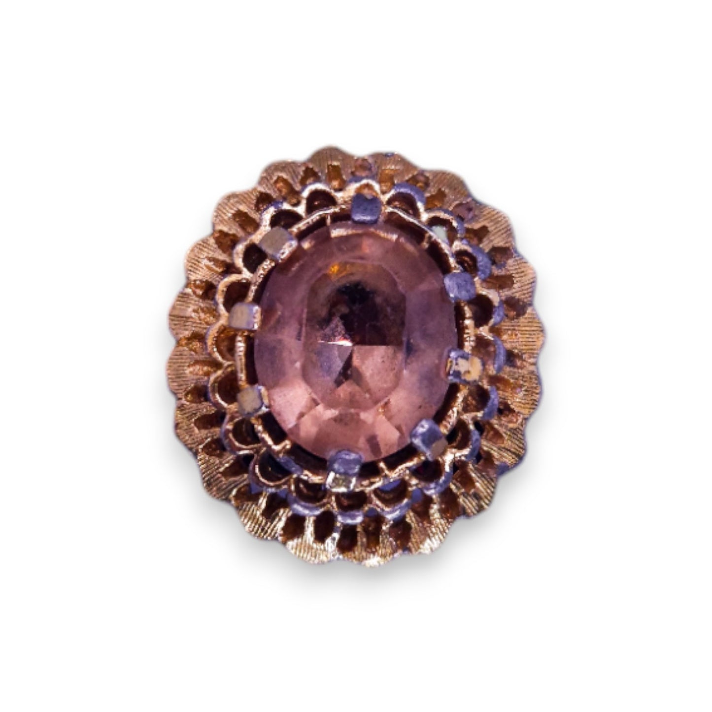 Gold Tone Peach Cubic Zirconia Statement Ring