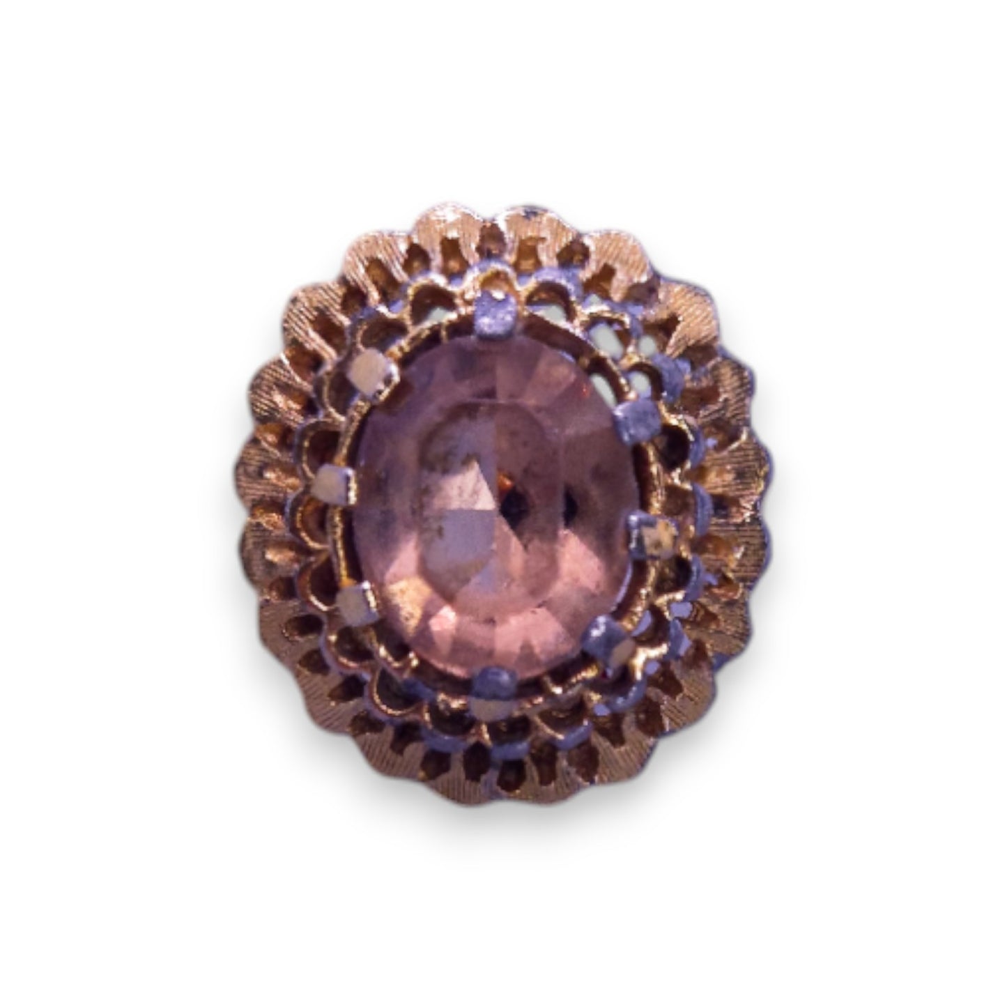 Gold Tone Peach Cubic Zirconia Statement Ring