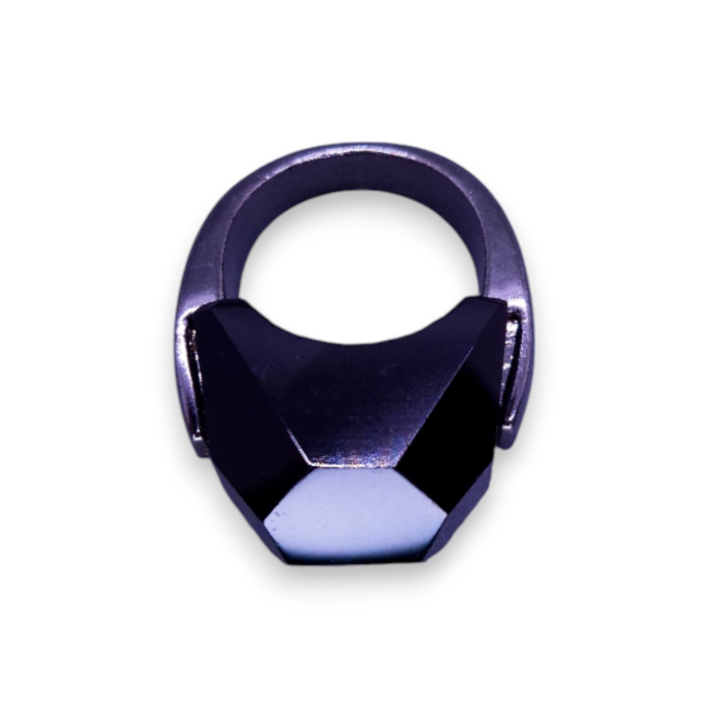 Metal Black Glass Stone Statement Ring