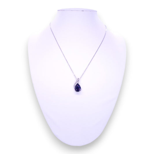 Silver Tone Purple & Clear Cubic Zirconia Classic Necklace & Earrings
