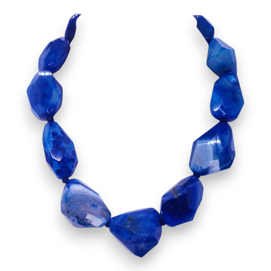 Oliver Bonas Natural Blue Agate Statement Necklace - Semi-Precious Stone