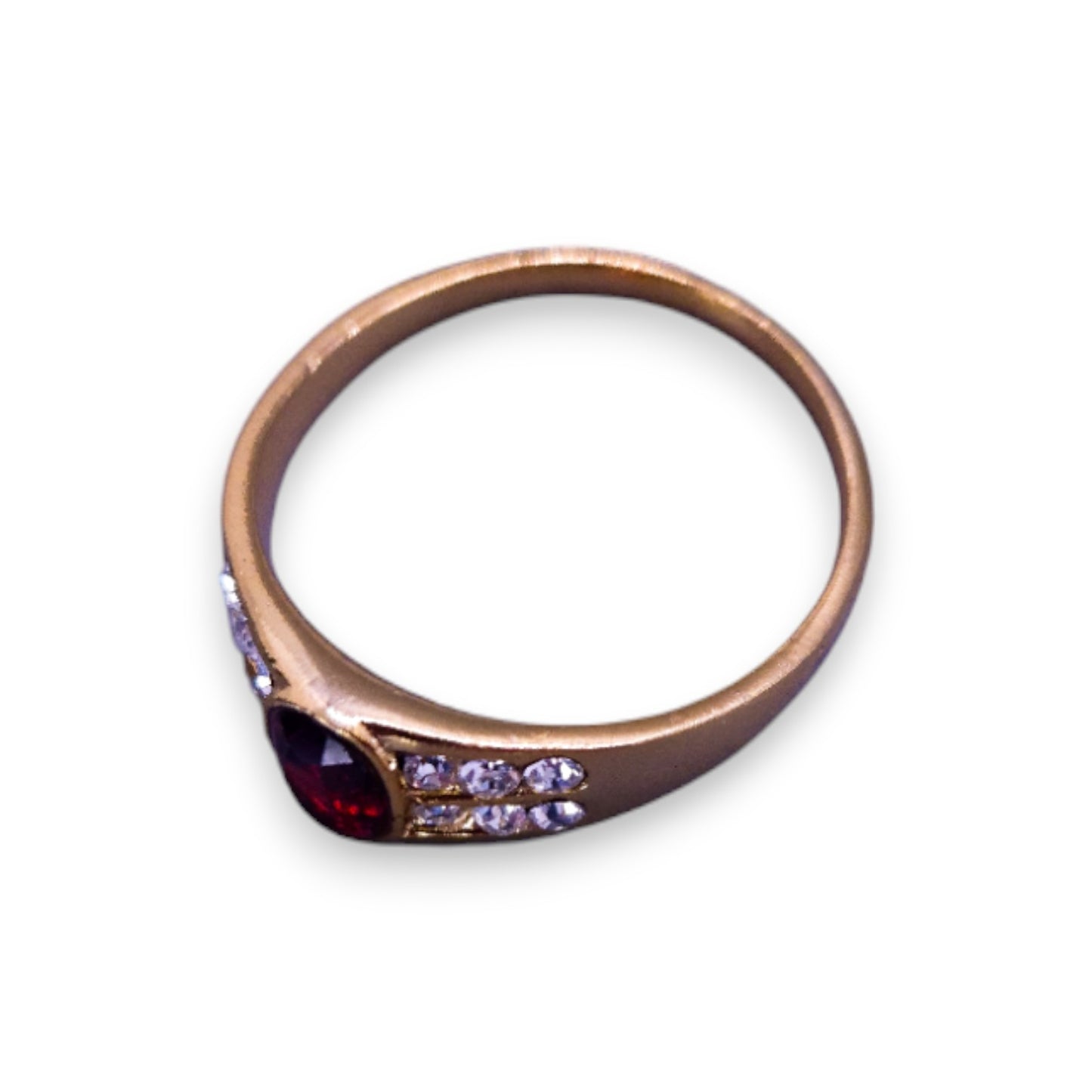 Gold Tone Red & Clear Cubic Zirconia Classic Ring