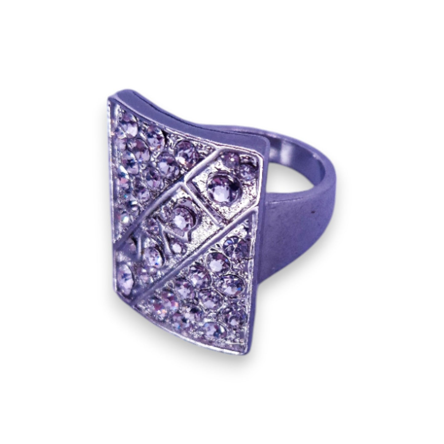 Silver Tone Clear Stones Statement Ring